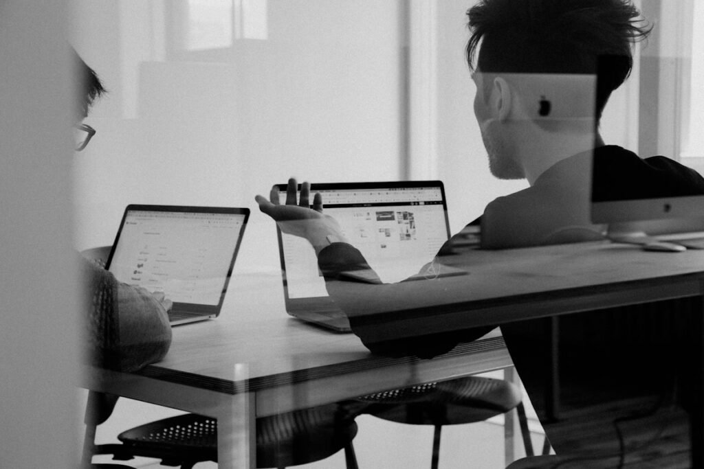 People working together on laptops